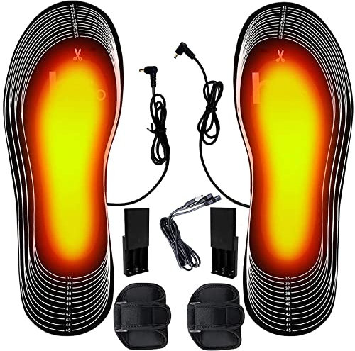 Beheizbare Sohlen,Beheizbare Einlegesohlen,Elektrische Heizsohlen mit Batteriekasten und USB,sohlenwärmer wiederverwendbar,Zuschneidbare Wärmesohlen,WinterfußWärmer,Waschbar(Größe: 35-46)
