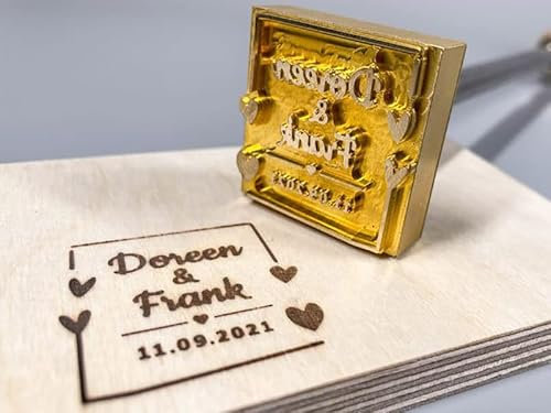 Dein Brandstempel extern beheizter Schriftzug im Motiv Hochzeit für Holz, Leder, Pappe - personalisiertes Brandeisen für Geschenke, individueller Wedding Brennstempel in 40 x 40 mm