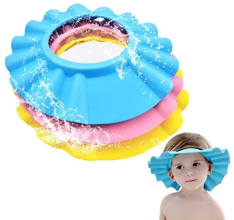 3 Piezas Gorro Ducha Ajustable Ajustable Visera Baño Sombrero Protege Ojos y Orejas para Niños & Bebés
