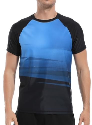 VAYAGER Camiseta de Natación de Manga UPF 50+ Corta para Hombre Secado Rápido Protección UV Solar Rendimiento al Aire Libre