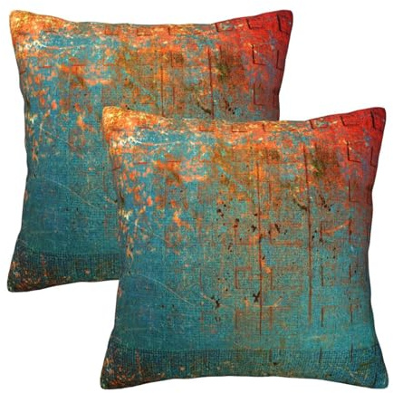 QUALKNOY Set of 2 Velvet Teal Cushion Covers 45 x 45 cm Modern Art Abstract Throw Pillow Case 18x18 for Living Room Sofa Bed Outdoor Garden Home Decor Pillowcases