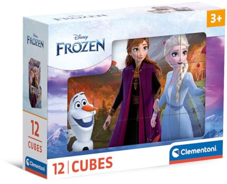 Clementoni Disney Frozen 12 Würfel Puzzle Kinder - Geschicklichkeitsspiel für Kinder ab 3 Jahren - Sensorik- & Motorikspielzeug 41192