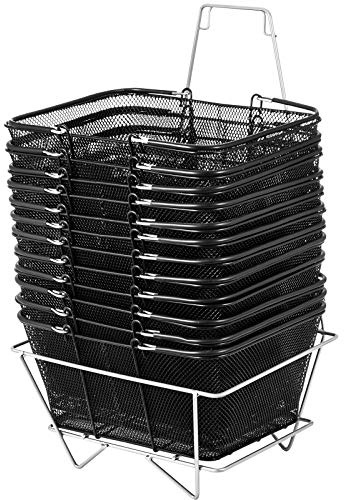 VEVOR Panier de Courses avec poignées, 12 pièces, paniers à Provision Portable en Fil métallique, 41x31x18 cm, Ensemble de paniers de Rangement pour supermarchés, magasins de détail, épicerie, Noir