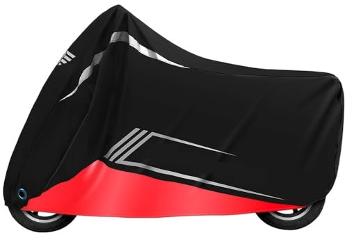 Motorcykelskydd motorcykelskydd för motorcykel alla årstider vattentät dammtät UV-skyddande utomhus motocross regnskydd M-4XL (röd, L för 1801 mm-2000 mm)