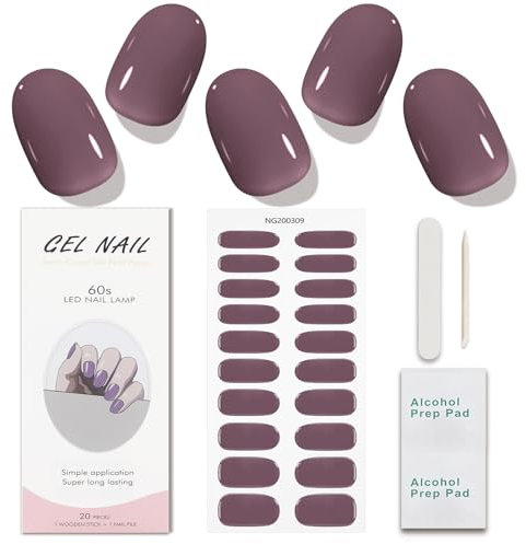 JMEOWIO Unghie Gel Adesive Crema Viola, Nail Stickers, Adesivi UV, Decorazioni Unghie, Nail Art Disegni