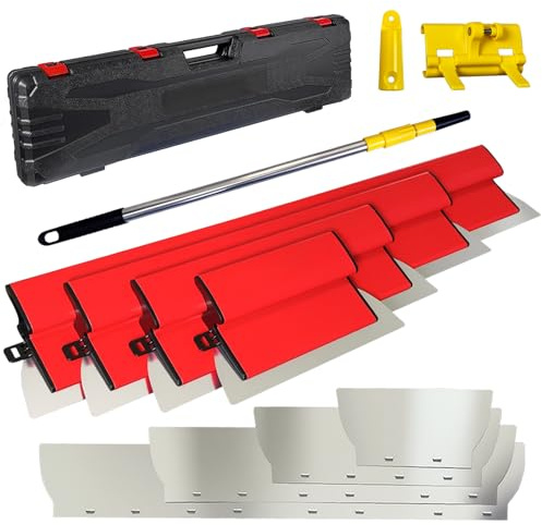 Yabingbos Kit de spatules en acier inoxydable - 0,38 mm et 0,5 mm d'épaisseur - 80 cm / 60 cm / 40 cm / 25 cm - Pour grandes surfaces de travail, décoration murale et construction