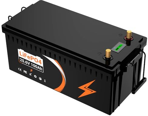 24V(25.6V) 100AH LiFePO4 Battery Emergency Power Backup Rechargeable battery with 100A BMS Protection, Perfect for Shed/Boat/Lawn Mower/Ride on Car/Trolling Motor