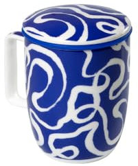 TEA SHOP - Tasse à thé avec filtre et couvercle - Mug Harmony Brush - Tasse pour thés et infusions en porcelaine