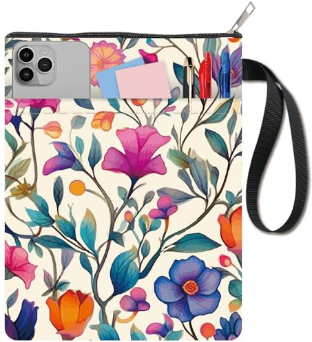 CRASPIRE Bokfodral Blommigt Design Växtskydd Färgglada Rankor för Pocketböcker Tyg Tvättbar Ficka med Dragkedja Extra Ficka Älsklingspresent för Klasskamrater