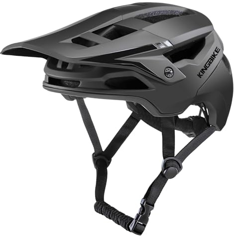Fahrradhelm Mountainbike Helm Visier Abnehmbar MTB Helme für Herren Damen Erwachsene Jugend (Schwarz, M(54-58CM))