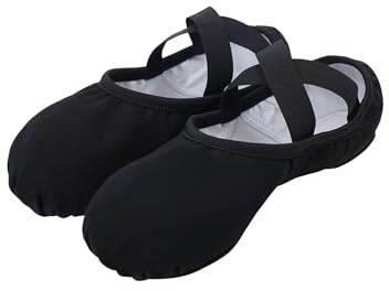 Dayrose Dance Slippers for Women, Women Stretch Canvas Ballet Shoes (Size 7) Black