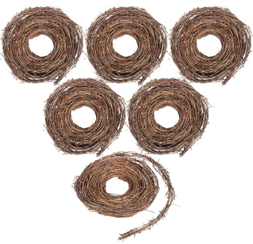 6 PCS Natural Grapevine Twig Vines, 15 Ft Rustic Garland Rolls for Crafting, Wreaths, Vase and Door Decor