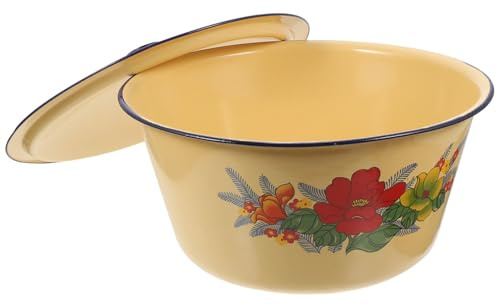 LIFKOME Bassin Émail Capacité Importante Avec Couvercle Marmite Multifonction Pour Cuisson Soupe Cuisson Saine Et Rétention De Chaleur Pot De Cuisine Et Résistant Aux Acides Pour Mijoter