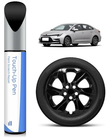 PARTS4EV svart glänsande fälg reparationslack – kompatibel med TOYOTA, snabb gör-det-själv repreparation av trottoarskador, färgexakt matchad