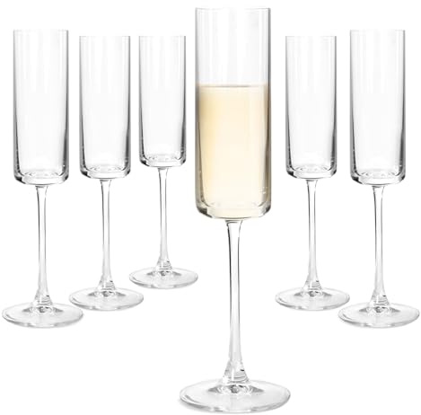 CHLJAR 6 Stück Sektgläser 170ml, handgeblasen & bleifrei – für Hausgebrauch, Hochzeiten & Partys, perfekt für Jubiläen, Weihnachten & Geburtstage