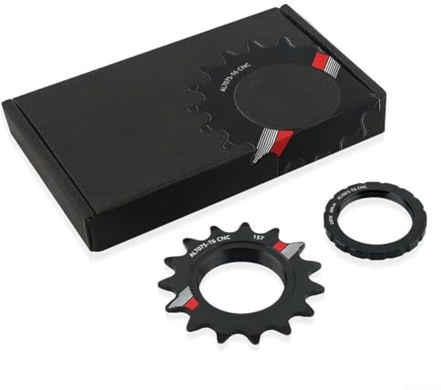 Jotekonoby Rueda de inercia de bicicleta de una sola velocidad con anillo de bloqueo para engranaje fijo para bicicleta, aleación de aluminio 14T-18T para piñón mecanizado CNC, pista ligera para
