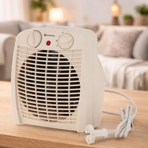 M Mimotec – Termoventilatore elettrico White Comfort 2000W Mimotec, riscaldamento portatile da pavimento, doppia potenza 1000/2000W, bassa rumorosità <53 dB, IP20, per ambienti fino a 20 m²