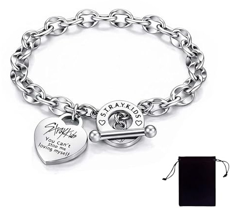 KSJEHW Rostfritt stål armband, unisex silverarmband, Stray K-Pop Kids armbandkedja, SKZOO handledsband, hjärthänge armband, för skzoo fanartiklar