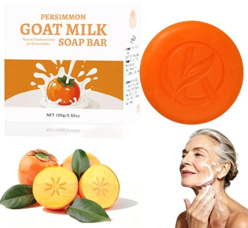 Persimmon Soap for Old People, Persimmon Soap for Nonenal, Persimmon Goat Milk Soaps, Removes Odors, Deodorant Bath Bar for Men & Women, Moisturizing Body Cleanser (1PC)