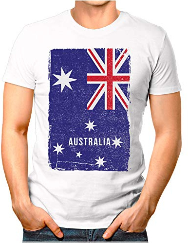 OM3® - Australiens flagga vintage – herr t-shirt | Australien flagga fotboll fotboll fanshirt sport tröja | S – 4XL