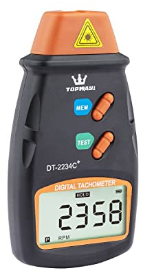 TOPWAY Digital varvräknare, handhållen beröringsfri digital fotovakräknare RPM-testare, LCD-skärm, mätområde 2,5 varv/min - 99 999 RPM, för motorer, hjul, fläktar, med bärväska 312752