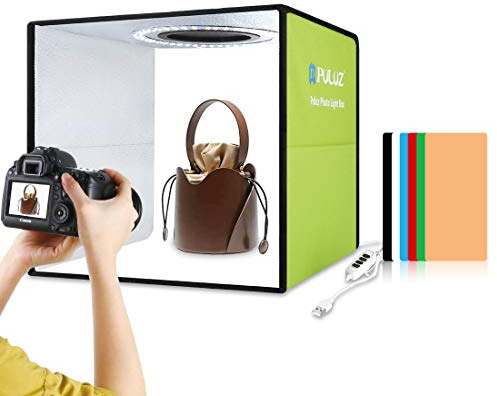 PULUZ Caja de luz para estudio fotográfico de 30 cm, plegable, portátil, kit de iluminación profesional con 6 colores de fondo (3 material de PVC) para fotografía