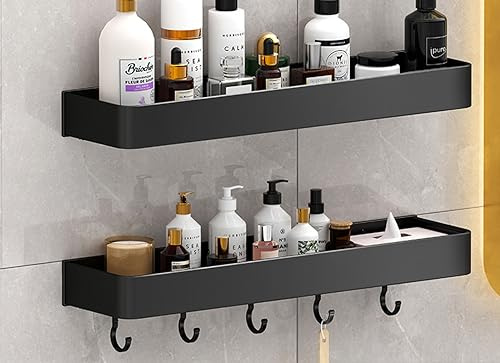 Bathroom Shelf washbasin Toilet Balcony Storage, Double Layer 60cm (Single Layer + with Hook)