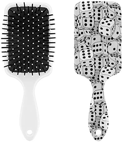 Spazzola per capelli a forma di dado, in bianco e nero, per donne e uomini, idea regalo