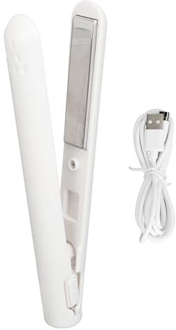 Fyearfly Mini Glätteisen Kabellos,Reise Haarglätter zum mitnehmen,Hair Straightener,Gleichmäßige Erwärmung konstante,Usb-C Aufladung,Keramik-Heizplatte,Weiß