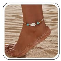TseenYi Boho Shell Ankelkedja Pärlstav Ankel Trukisk Cowrie String Knut String Ankelband Armband Skal Fot Ankelband Sommar Strand Justerbar Fot Kedja Smycken