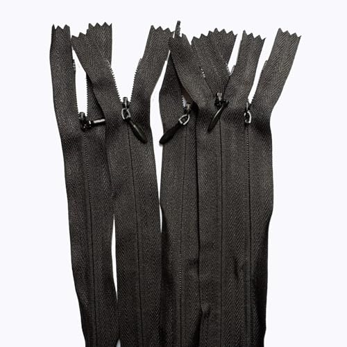 #3 Invisible Zips 24 Inch / 60cm Nylon Coil Closed-end Invisible Zippers for Sewing Tailor Sewing Crafts Wallet Pocket Shoes Clothes (Black)