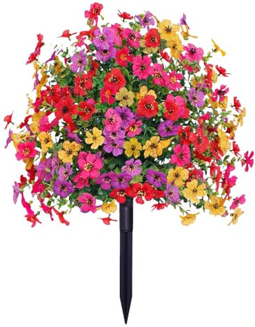 Árboles topiarios artificiales con bolas de púrpura con puntas de suelo, árbol topiario boj artificial falso arbustos de vegetación, plantas falsas para jardín, patio, porche, patio