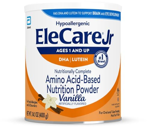EleCare Jr Vanilla, DHA & Lutein Amino Acid-Based Nutrition Powder, Complete Nutrition for Ages 1 and Older, 14.1-oz Can