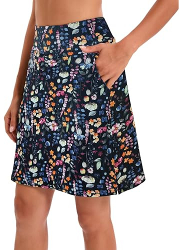 Jhsnjnr Women's Golf Skorts with Pockets Knee Length Elasticated Waist Active Athletic Tennis Skirt