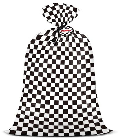 Loveinside Borsa Regalo Di Corsa In Plastica Extra Large A Scacchi Da 140 Cm - Borsa Regalo Jumbo A Forma Di Auto Da Corsa A Scacchi Classica Per Bambini - 140 Cm Di Altezza X 91 Cm Di Larghezza