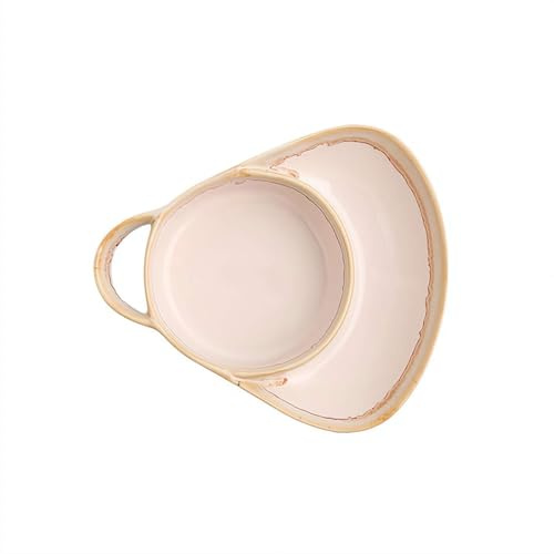 Soup Bowl with Bread Holder – Anti-Soggy Ceramic Soup and Side Bowl with Cracker/Sandwich Compartment, Ideal for Salad & Breakfast at Home Or Restaurant (Beige)