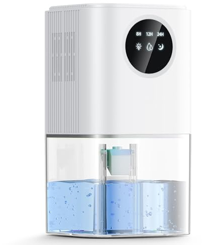 Deshumidificateur d Air 30ML/24H, Déshumidificateur Électrique Compact avec Réservoir 3L, Contrôle Intelligent de l'Humidité 30-80%, pour Maison, Bureau, Cave 50㎡/150m³