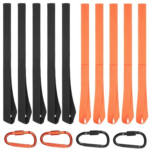 10 Pz Cinghie di Fissaggio, 25 mm x 40 cm Doppi Passanti Cinghie a Cricchetto, Cinghia di Fissaggio ad anello morbide, Cinghie di Tensione, Cinghie Motocicletta per Trasporto Carico, con 4 gancio