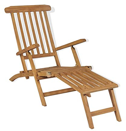 Lumanois Tumbona con reposapiés Madera Maciza de Teca,Asientos de Exterior,Tumbonas,17.85kg-43800