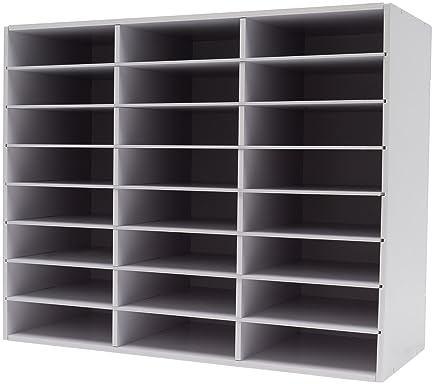 Organizador de Literatura con 24 Compartimentos, con separadores extraíbles, archivador de PVC para Oficina, archivador de Documentos DIN A4, soporta hasta 60 kg, Color Blanco