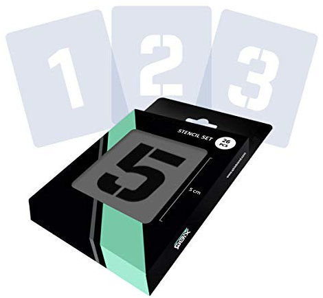 QBIX Zahlen Schablonenset, Symbole Schablonenset - Schablonenschrift - Zahlenhöhe 5cm - wiederverwendbare Malerei, Kunsthandwerk, Wand, Möbel Schablone