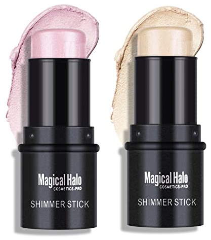 Ownest 2 Colors Highlighter Stick, Shimmer Glow Cream Highlighter for Face & Body, Subtle Shimmer Face Illuminator, Buildable, Blendable, Smooth Hydrating Radiance Balm, for All Skin Types