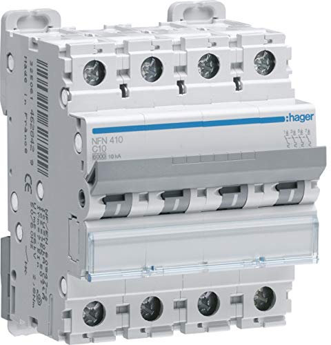 disjoncteur - 3 poles + neutre - 10-15ka - courbe c - 40a - 4m - hager nkn440