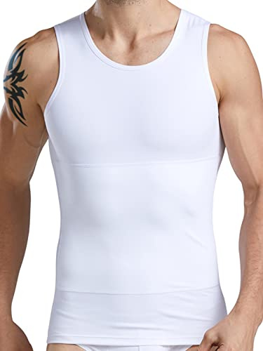 HANERDUN Camisa de Compresión sin Mangas de Los Hombres Body Shaper Chaleco Reductor Adelgazantes Tops de Tanques de Fitness