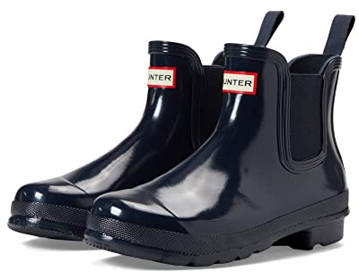 HUNTER Chaussures bateau Chelsea Gloss pour femme, bleu marine, 40.5 EU