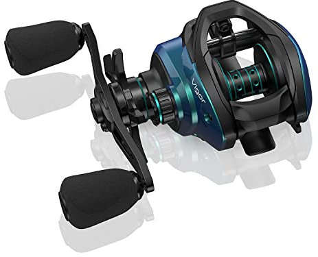 Cadence Vigor Baitcast-Rollen – 9 + 1BB Super Smooth Baitcast-Rollen mit 9 kg Kohlefaser-Zugkraft, 190 g ultraleichte Angelrollen, Low-Profile-Wurfrollen mit magnetischem Bremssystem