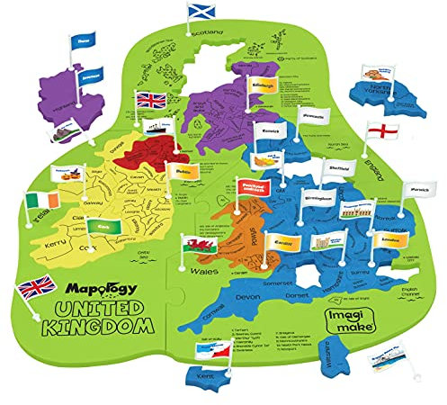 Imagimake Mapology United Kingdom Jigsaw Puzzle for Kids | Flags with Capitals & Fun Facts | Geography Educational Toys & Games | Birthday Gifts for Kids, Boys & Girls Ages 5 6 7 8 9 10 11 12 Years
