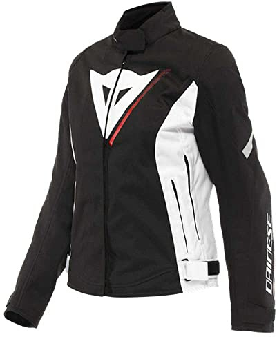 Dainese Veloce Lady D-Dry Jacket, Motorradjacke Ganzjährig Wasserdicht mit Abnehmbarer Thermoschicht, Damen, Schwarz/Weiß/Lava Rot, 44