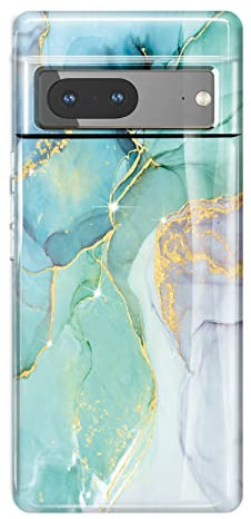 luolnh Pixel 7 Case,Google Pixel 7 Marble Glitter Brilliant Cute Design Soft Silicone Rubber TPU Bumper Cover Phone Case for Google Pixel 7 6.3 Inch(2022) -Abstract Mint