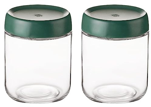 Eidoct 2-Pack 15.8oz Glass Jar with Screw Lid Leakproof Overnight Oats Container, Yogurt Jars, Oatmeal Salad Jars, for Cereals Milk Fruit Condiment Dressing(2-Pack 450ml Green)